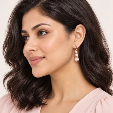 Beautiful Pompous Design Pearls Stud Exclusive Earrings Rose Gold