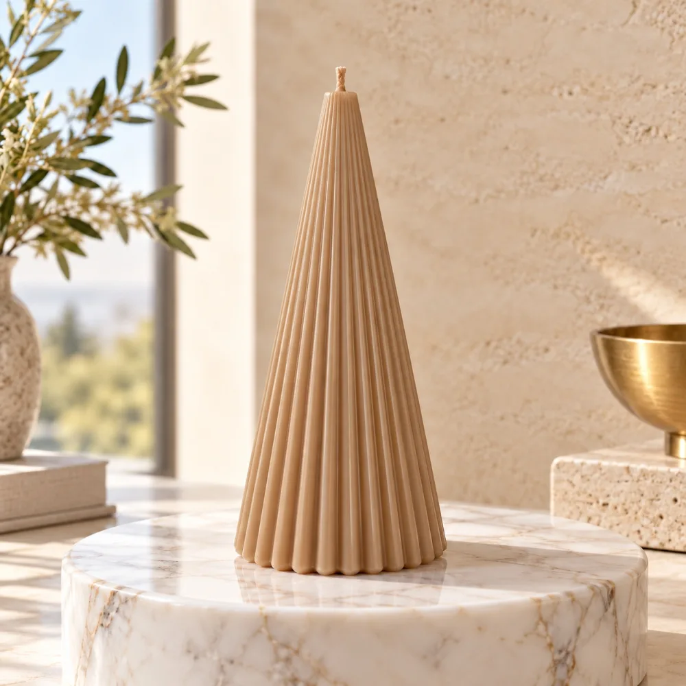 Derben Clove Brown Scented Cone Pillar Candle for Home Décor