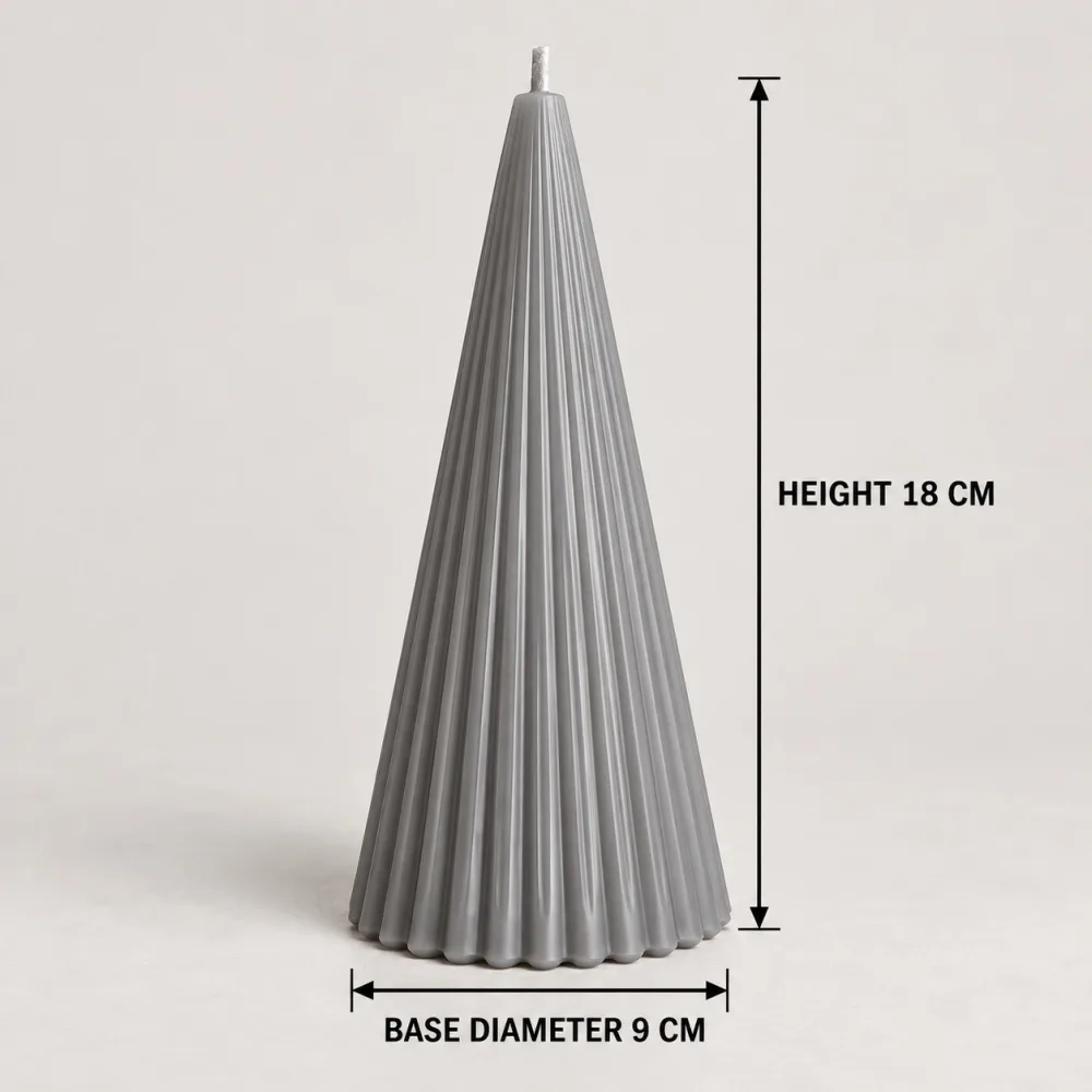 Derben Clove Grey Scented Ribbed Cone Candle for Home Décor
