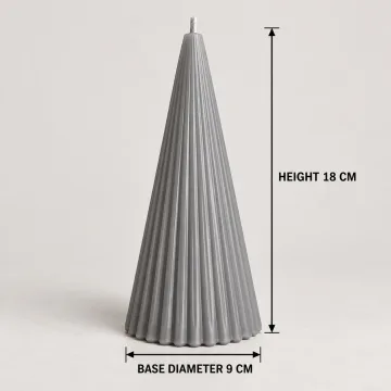 Derben Clove Grey Scented Ribbed Cone Candle for Home Décor