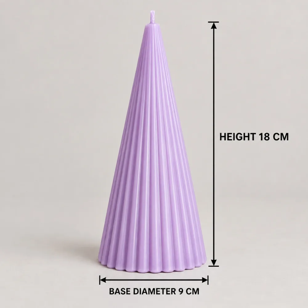 Derben Clove Lavender Scented Ribbed Cone Candle for Home Décor