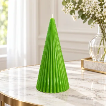 Derben Clove Light Green Scented Ribbed Cone Candle for Décor