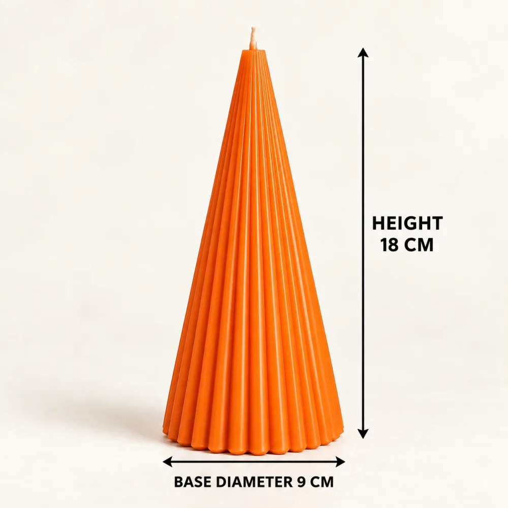 Derben Clove Orange Scented Ribbed Cone Candle for Home Décor