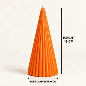 Derben Clove Orange Scented Ribbed Cone Candle for Home Décor