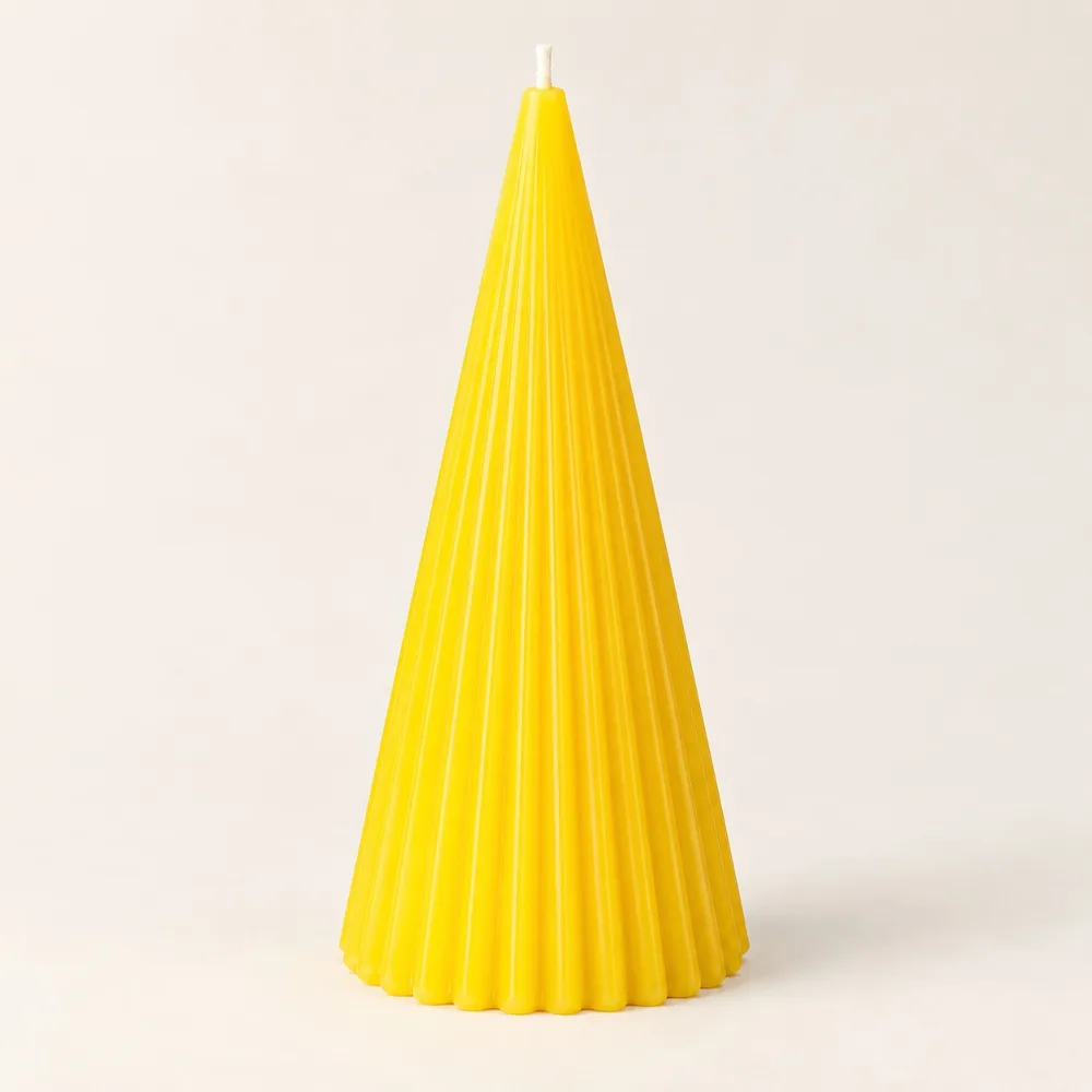 Derben Clove Yellow Ribbed Cone Scented Candle for Décor
