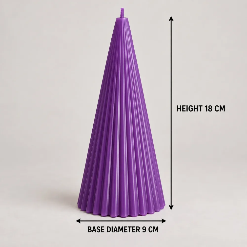 Derben Clove Purple Ribbed Cone Scented Candle for Décor