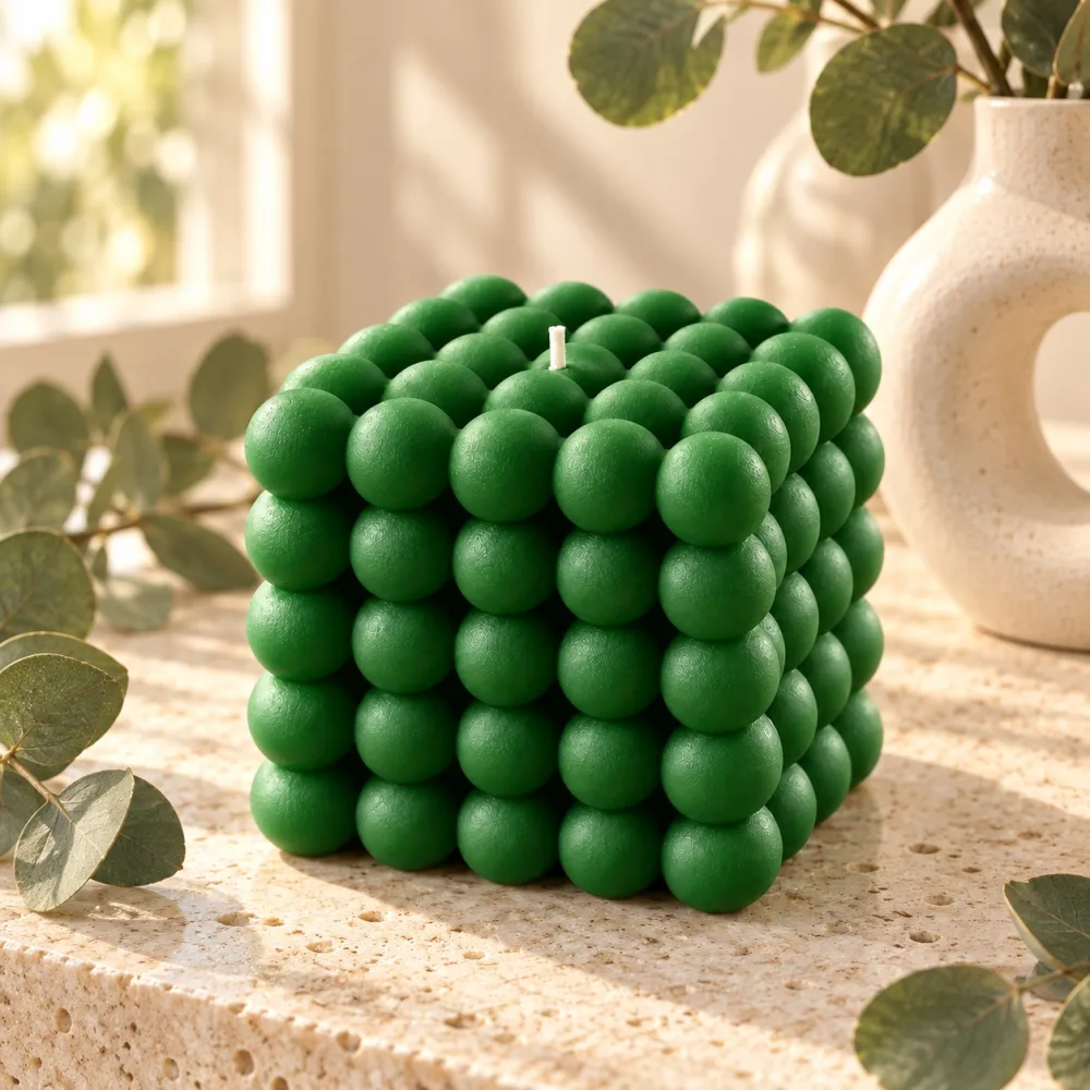 Derben Clove Green Bubble Cube Candle for Home Décor