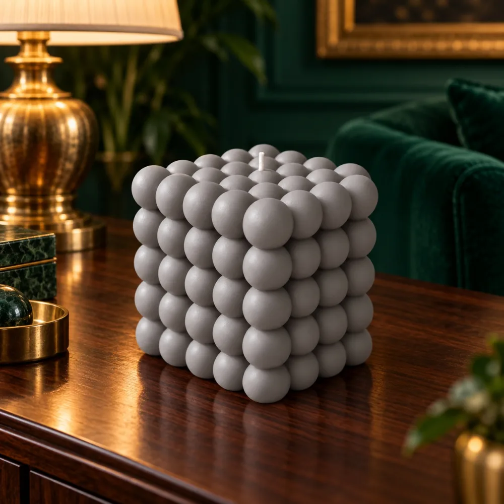 Derben Clove Grey Bubble Cube Scented Candle for Home Décor