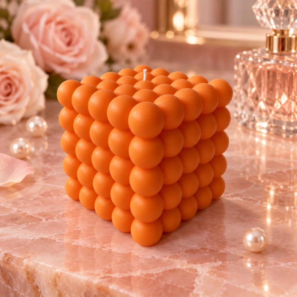 Derben Clove Orange Bubble Cube Candle for Home Décor