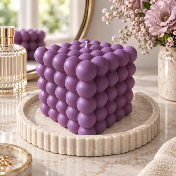 Derben Clove Purple Bubble Cube Candle for Home Décor