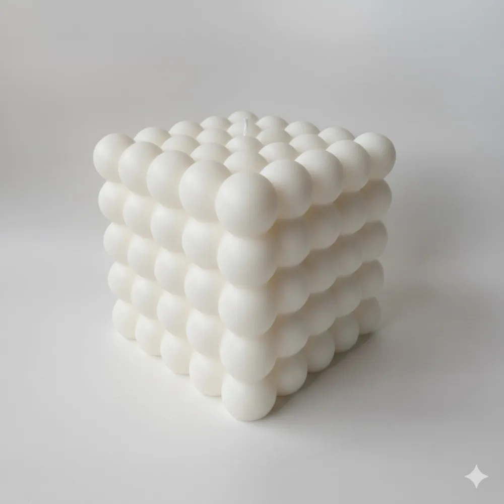 Derben Clove White Bubble Cube Candle for Home Décor