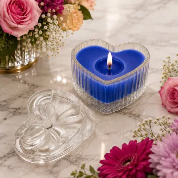 Derben Clove Blue Heart-Shaped Glass Jar Candle with Lid
