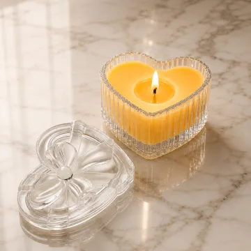Derben Clove Orange Heart-Shaped Glass Jar Candle with Lid
