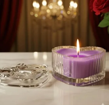 Derben Clove Purple Heart-Shaped Glass Jar Candle with Lid
