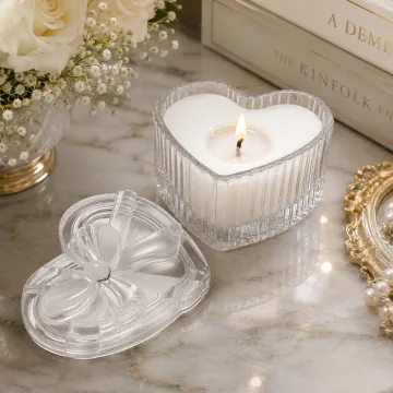 Derben Clove White Heart-Shaped Glass Jar Candle with Lid