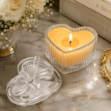 Derben Clove Yellow Heart-Shaped Glass Jar Candle with Lid
