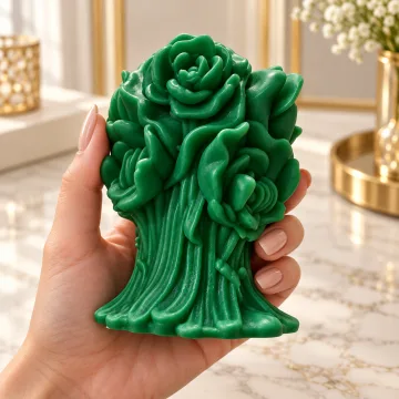 Derben Clove Green Rose Bouquet Candle for Home Decor & Gifting