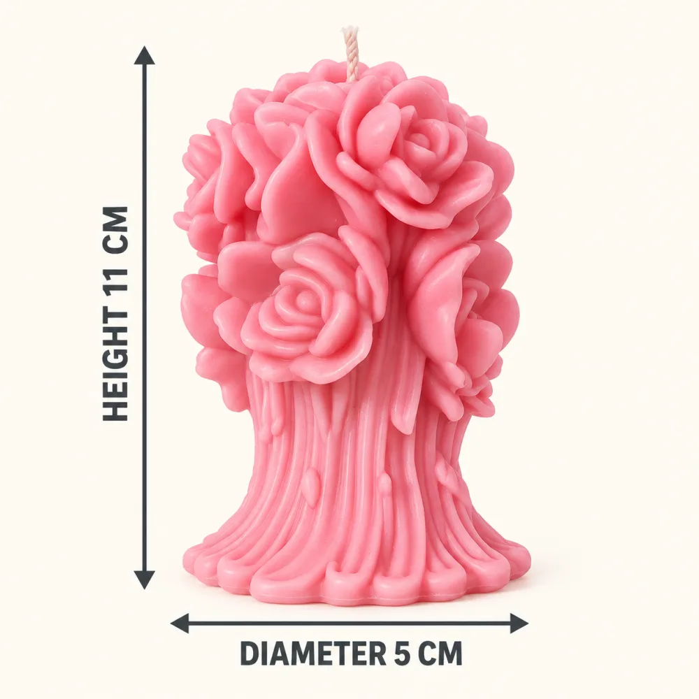 Derben Clove Pink Rose Bouquet Candle for Home Decor & Gifting
