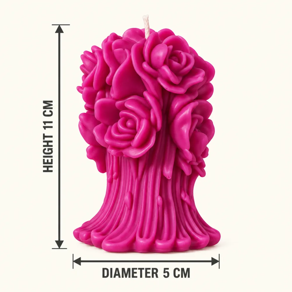 Derben Clove Magenta Rose Bouquet Candle for Home Decor & Gifting
