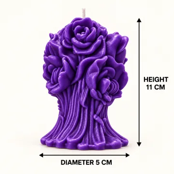 Derben Clove Purple Rose Bouquet Candle for Home Decor & Gifting
