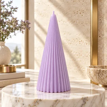 Derben Clove Lavender Scented Ribbed Cone Candle for Home Décor