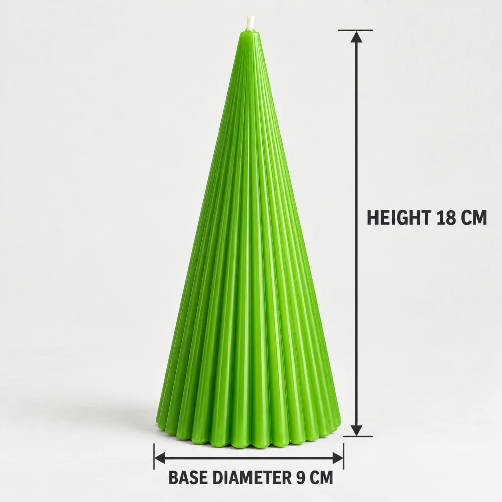 Derben Clove Light Green Scented Ribbed Cone Candle for Décor