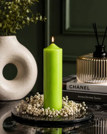 Derben Clove Lime Green Tall Scented Pillar Candle
