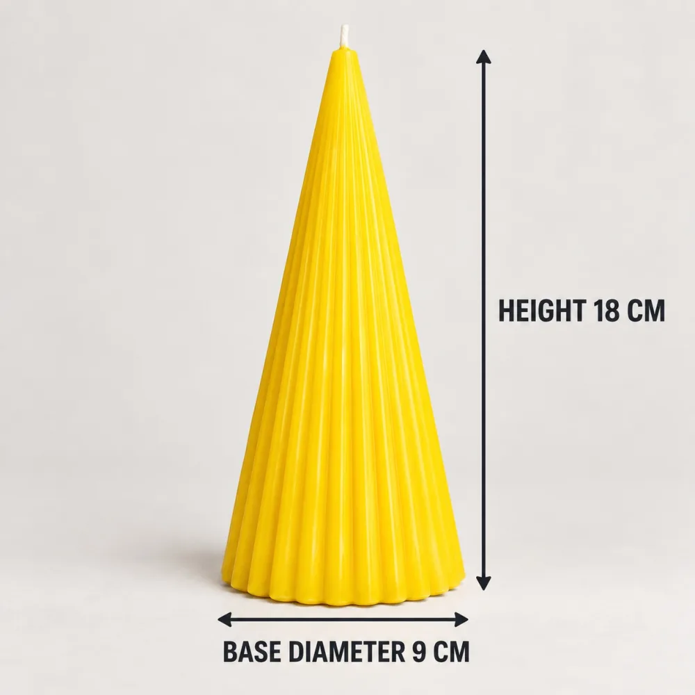 Derben Clove Yellow Ribbed Cone Scented Candle for Décor