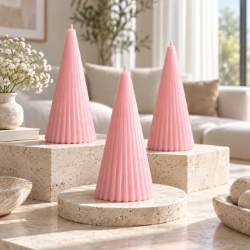 Derben Clove Light Pink Ribbed Cone Scented Candle