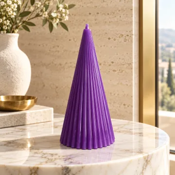 Derben Clove Purple Ribbed Cone Scented Candle for Décor