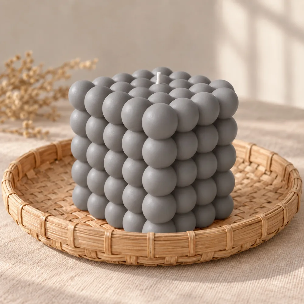 Derben Clove Grey Bubble Cube Scented Candle for Home Décor