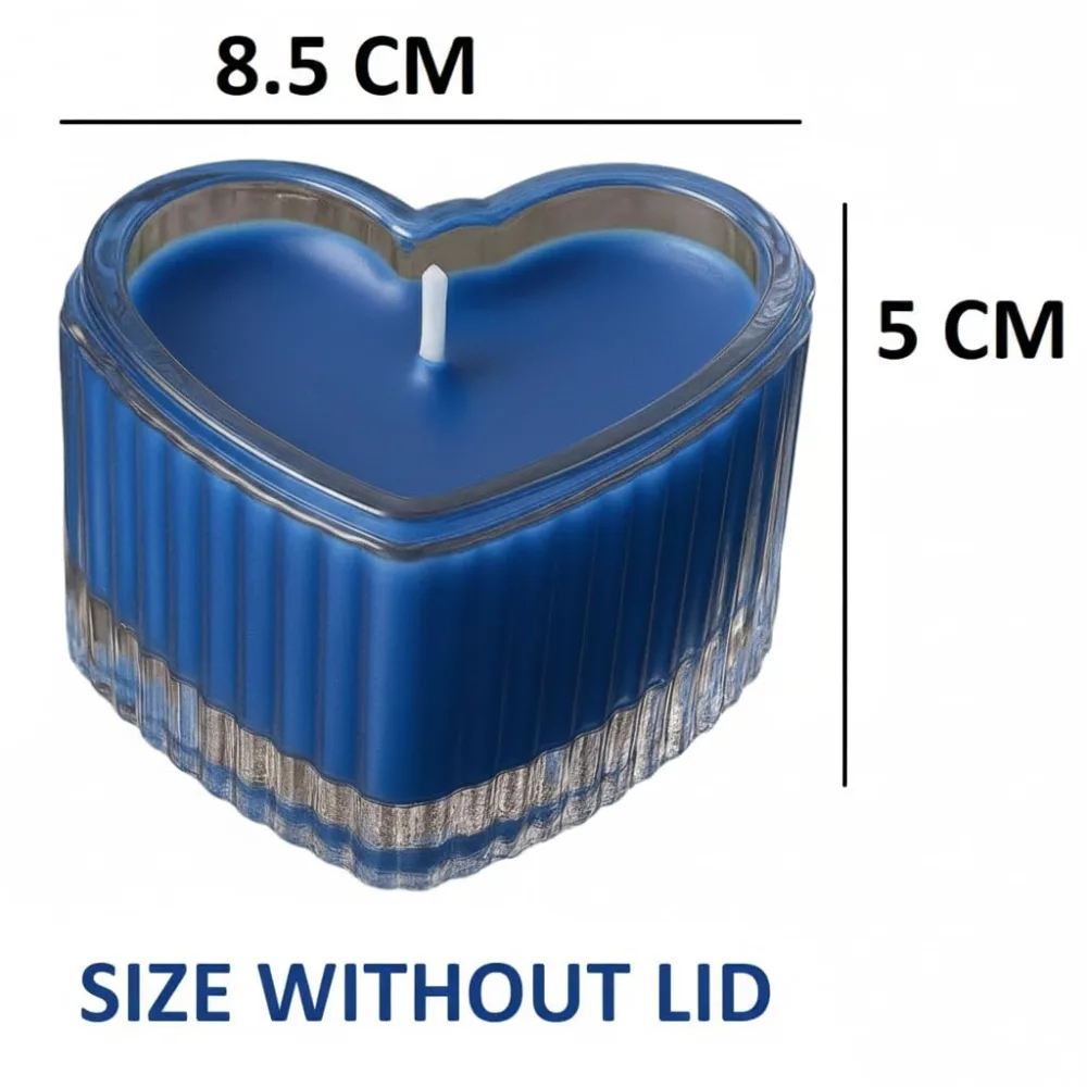 Derben Clove Blue Heart-Shaped Glass Jar Candle with Lid