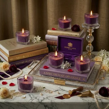 Derben Clove Purple Heart-Shaped Glass Jar Candle with Lid