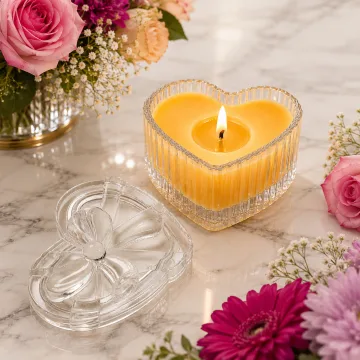 Derben Clove Yellow Heart-Shaped Glass Jar Candle with Lid