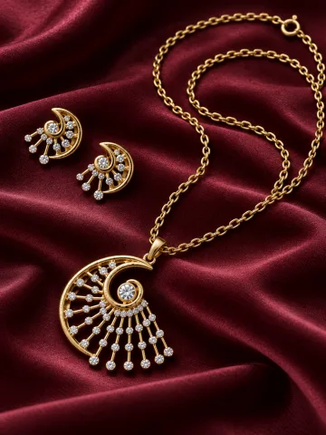 Derben Clove Gold-Tone Spiral Pendant & Earrings Set for Women