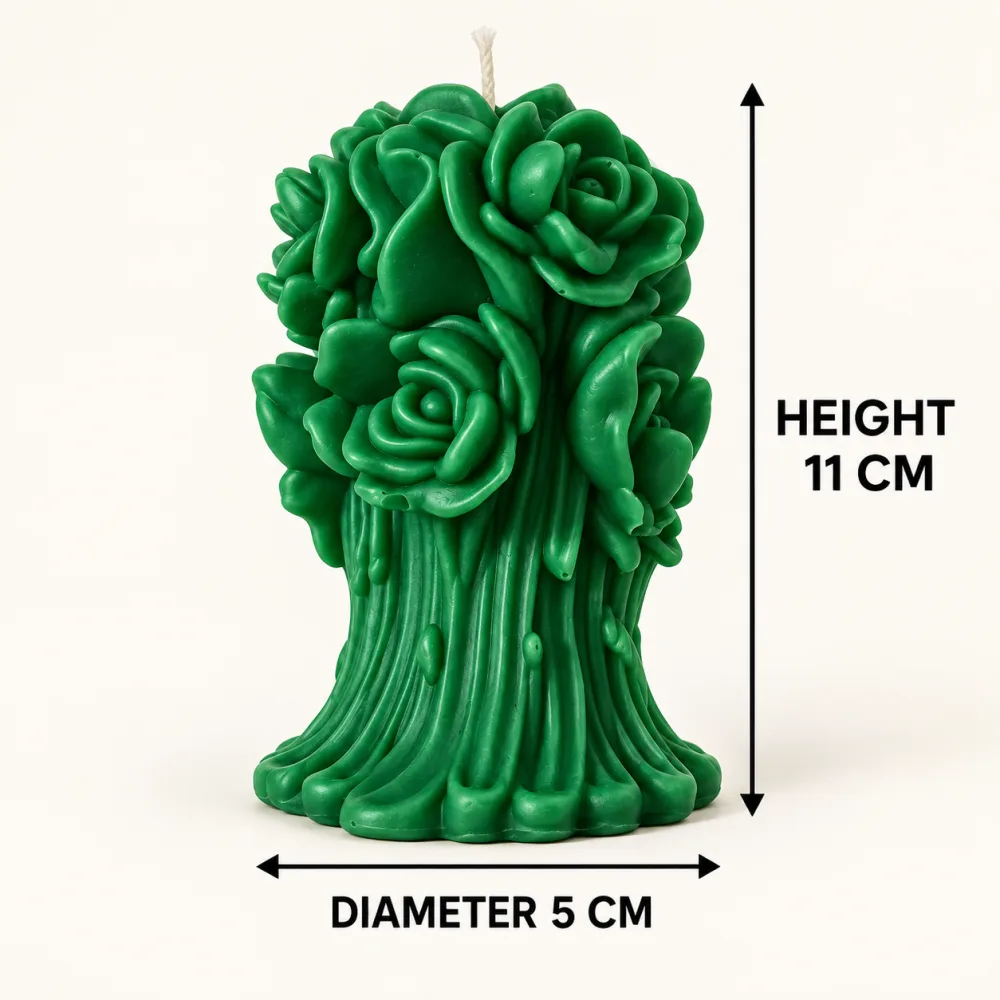 Derben Clove Green Rose Bouquet Candle for Home Decor & Gifting