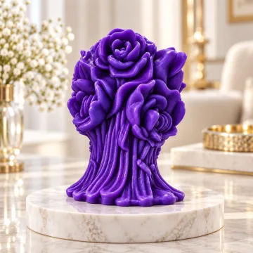 Derben Clove Purple Rose Bouquet Candle for Home Decor & Gifting