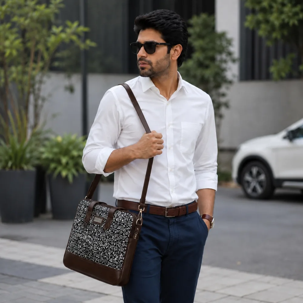 Floral Printed Laptop Messenger Bag for Men and Women