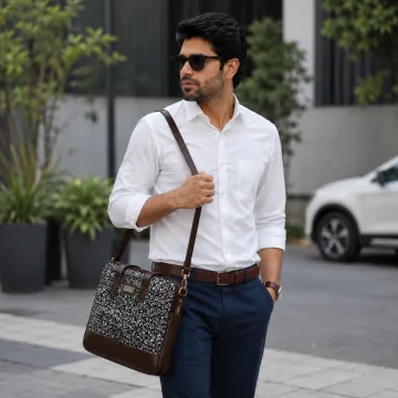 Floral Printed Laptop Messenger Bag for Men and Women