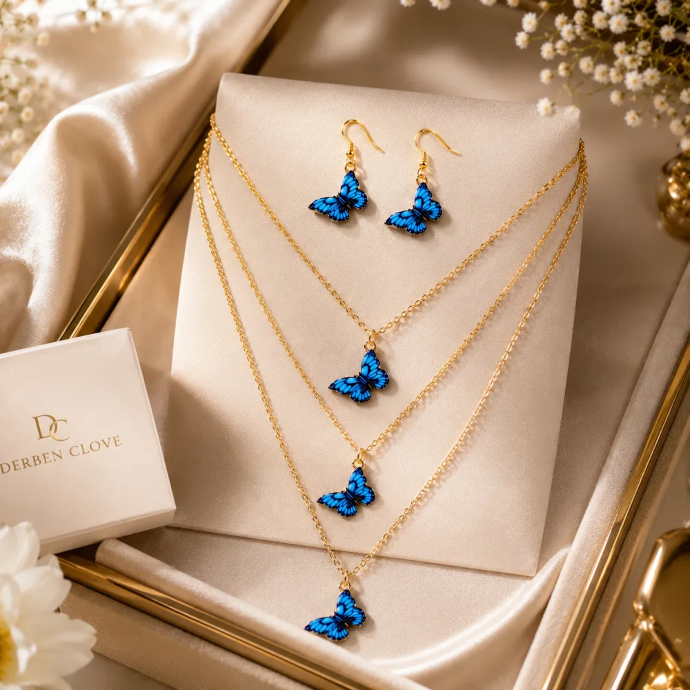 Modern Butterfly Multi Layered Alloy Necklace set for Girls