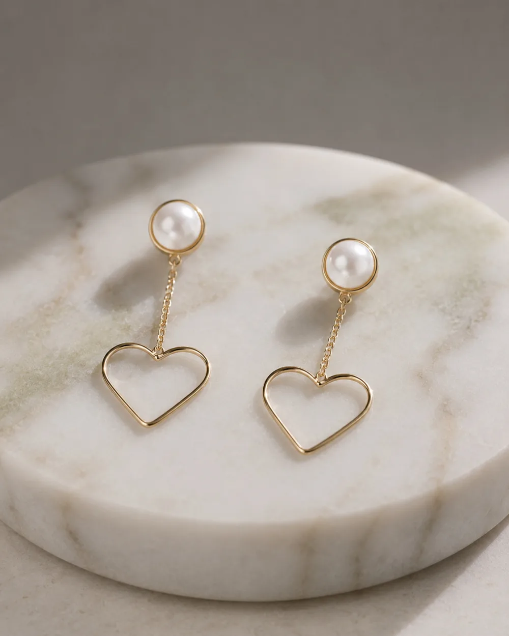 Exclusive Trendy Heart Shaped Pearl Hanging Tassel Drop and Danglers