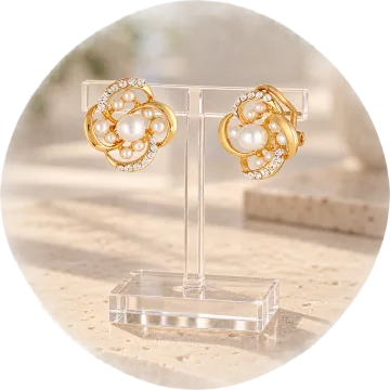 Korean Luxuriate Alloy Zircons Earrings with Beautiful Flower Design