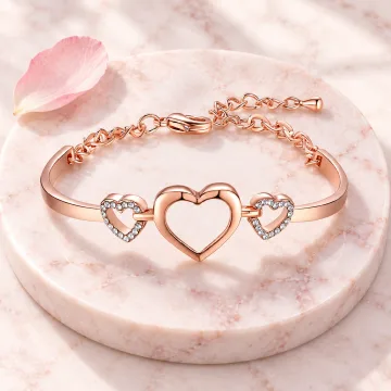 Beautiful Brass Copper Plated HeartShaped Bracelet for Girls Rose Gold