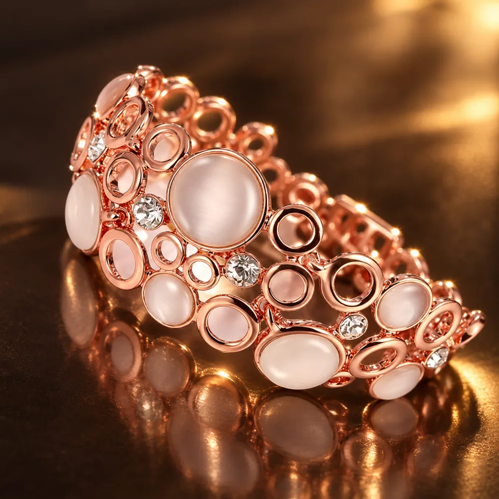 Zircon Stone Stud Amazing Geometrical German Bracelets Rose Gold