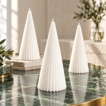 Derben Clove White Scented Cone Pillar Candle for Home Décor