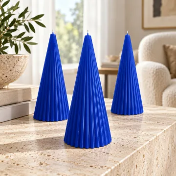 Derben Clove Royal Blue Scented Cone Pillar Candle for Home Décor