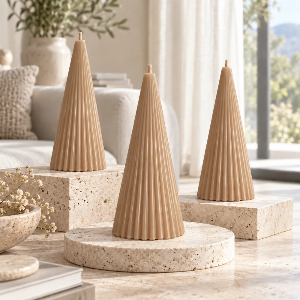 Derben Clove Brown Scented Cone Pillar Candle for Home Décor