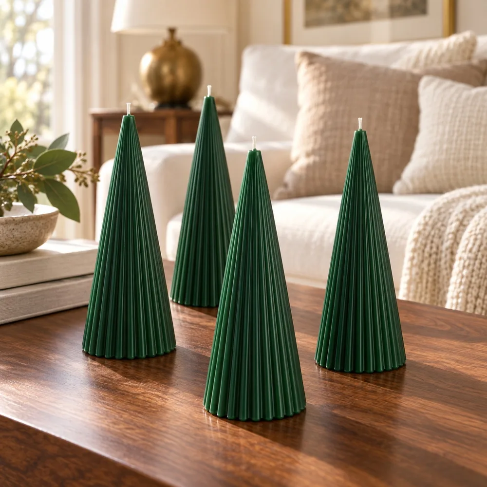 Derben Clove Green Scented Cone Pillar Candle for Home Décor