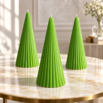 Derben Clove Light Green Scented Ribbed Cone Candle for Décor
