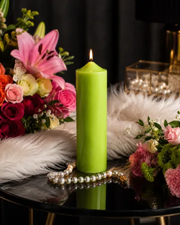 Derben Clove Lime Green Tall Scented Pillar Candle